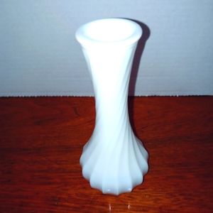 Hoosier Milk Glass Swirl Bud Vase